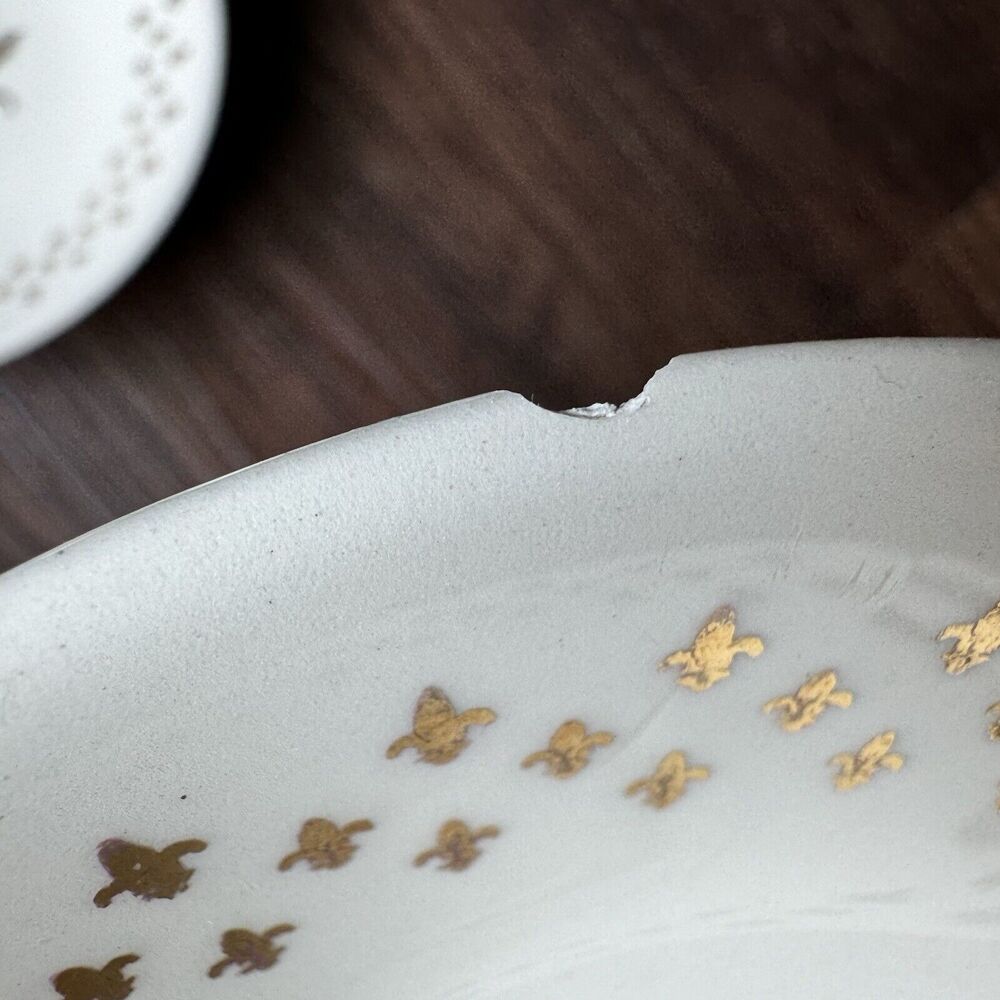 Vintage HOMER LAUGHLIN FLEUR DE LIS GOLDEN WHEAT 5 Bowls Set 5 1/2” + Sugar Dish - Picture 8 of 13
